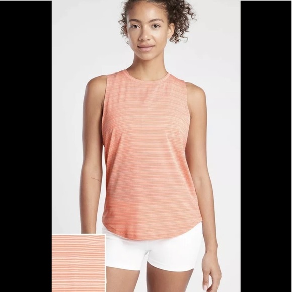 Athleta Sz.XS Cloudlight Striped Muscle Tank Coral nwt - Picture 1 of 3